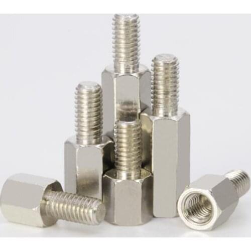 10pcs M3 hexagonal Nickel-plated copper column single pass head columns chassis hexagonal single hollow bolt screw 5-15mm length
