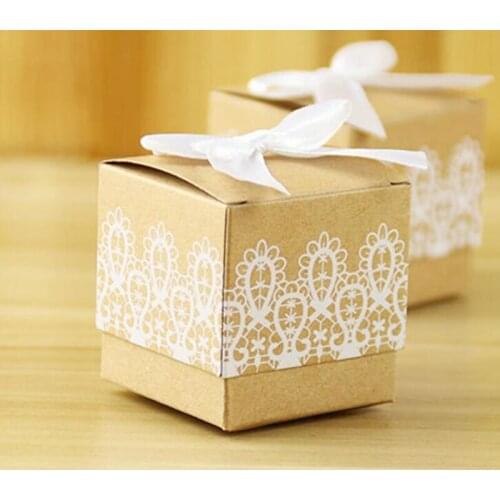 100 set/lot Hot selling wedding favor Lace candy gift box for wedding decoration