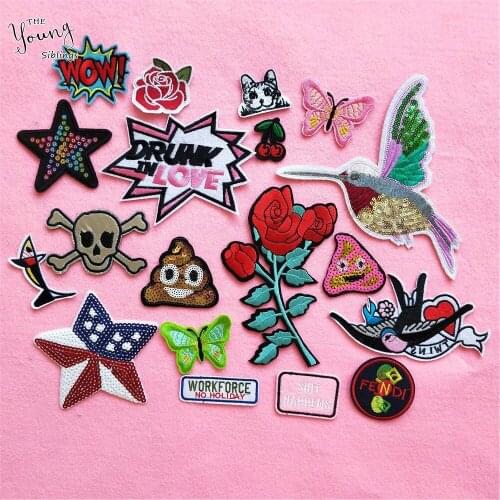 25 kinds Different style Iron on Patches Letter Badge Patch Embroidered Applique Sewing Patches Clothes Stickers DIY Accessories