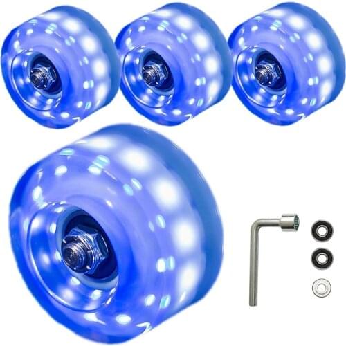4 Pack Light Up Luminous Wheels Colored Wheels Double Row Skating and Skateboard Accessories with Bearings 32mm x 58mm