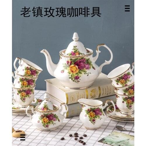 English bone china coffee set afternoon tea set old town rose European coffee cup plate wedding birthday gift
