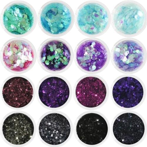 1Box 10ml Nail Art Glitter Hexagon Flakes 16Color For Eye Face Body Shiny Glitter Sequin Nail Art Decor 0.2-2mm Nail Art Glitter
