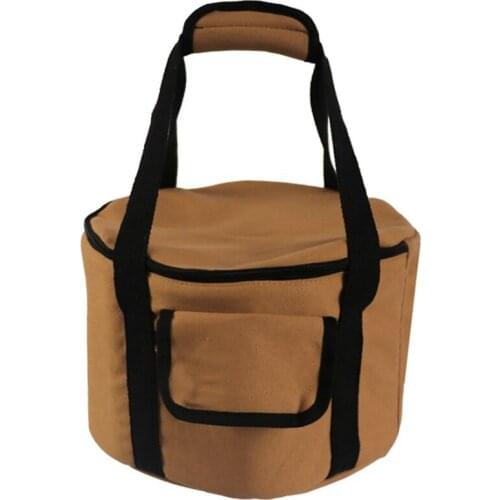 Outdoor Large Round Waterproof Canvas Cookware Bag Camping Tableware Storage Bag Camping Sundries Storage Bag