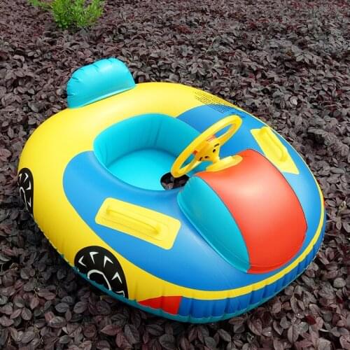 Baby Swimming Ring Cartoon Car Steering Wheel Swimming Kawaii Boats Baby Yacht Handrail Safety Bare Legs Summer Beach Toys