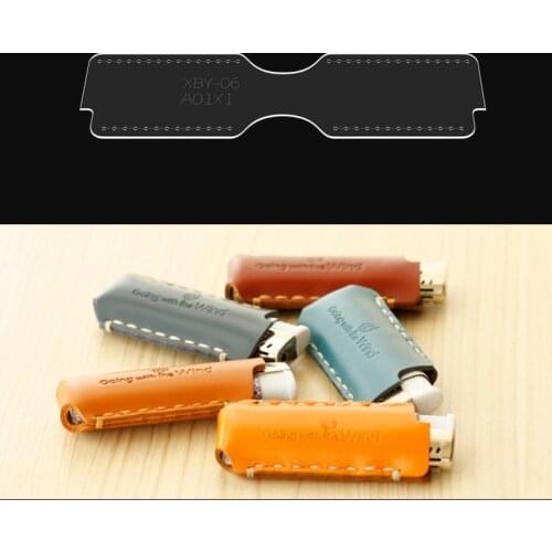Diy handmade leather goods lighter leather cover paper grid pattern acrylic pattern drawing design template