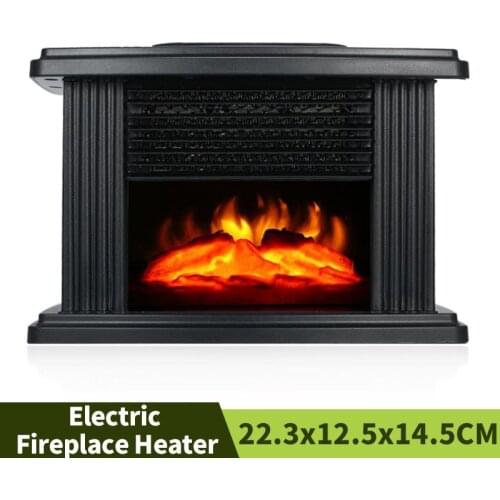 1000W EU Plug Electric Fireplace Indoor Home Living Room Bedroom Flame Heater Minitype Bench Top Hot Fan With Remote Control