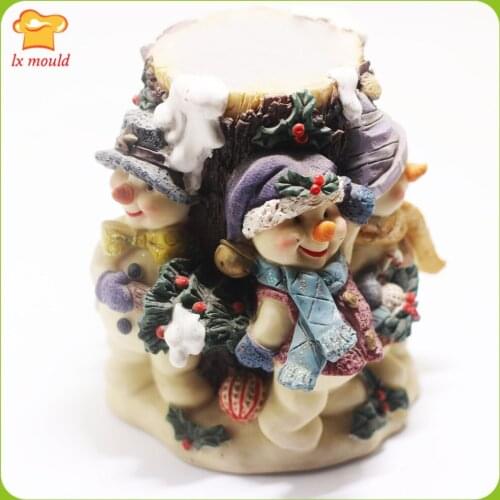 LXYY MOULD 5 Person Doll 3D Christmas Snowman Mousse Candle Chocolate Baking Fondant Silicone Mould