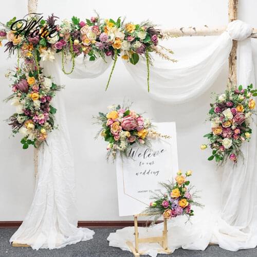 Customized high-end wedding artificial flowers arch floral decoration background decorative flower arrangement decor