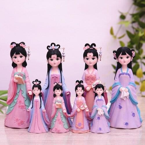 Ancient Costume Hanfu Girls Small Ornaments Palace Antique Doll Girls Heart Room Decoration Home Desktop Decorations