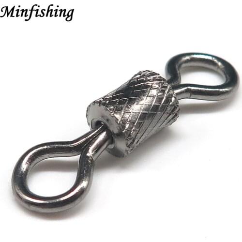 25pcs ~100pcs Stainless Steel Fishing Hook Connector MS+YH Rolling Swivels Ball Bearing solid rings Ocean Fishing Swivels