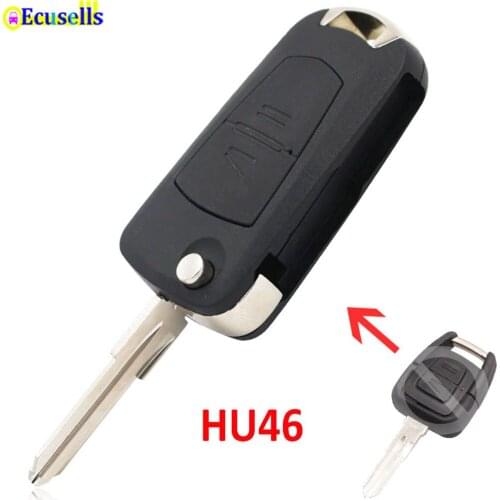 Modified Folding Replacement Shell Flip Remote Key Fob Case HU46 Blade For Vauxhall Opel Astra Vectra Zafira 2 Button