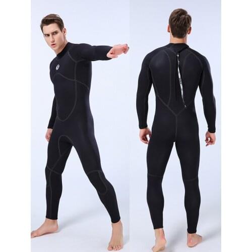 Mens Full Body Dive Wetsuit, 3mm Neoprene Wetsuit, Long Sleeve One Piece Back Zip Wet Suit for Scuba Diving Surfing Snorkeling