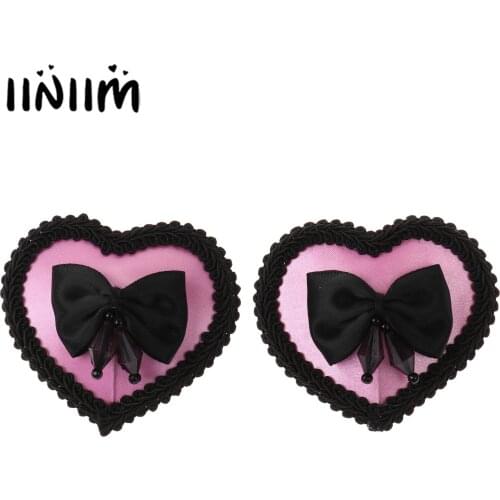 1 Pair Nipple Covers Sexy Womens Temptation Nipple Stickers Heart Shape Self Adhesive Nipple Covers for Wearing Club Dress