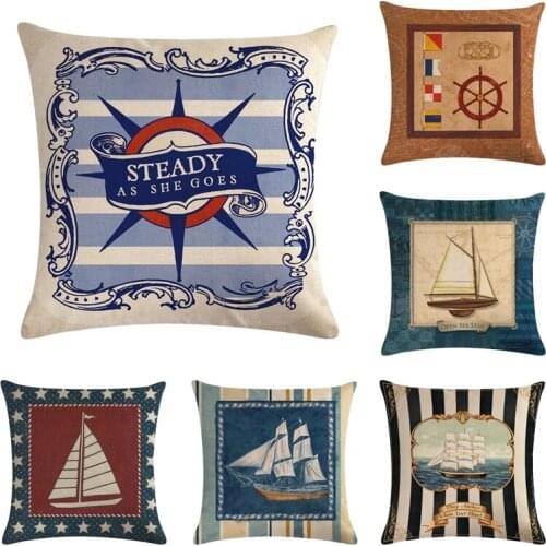 Seas The Day Cushion Cover 45*45cm Cotton Linen Wedding Decor Throw Pillowcase 1 Side Print Cojine