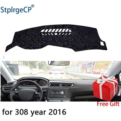 Latest Rose Pattern Non-slip Car Dashboard Cover Dash Mat Pad DashMat ANti-UV Car Sticker for peugeot 308 2016-2019 Car Styling