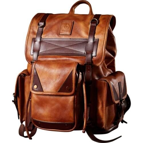 2018 New Style Mens Cow Leather backpack Large Capacity Travel Bags