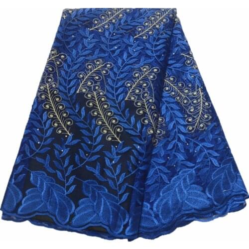 Latest 2019 blue french lace fabric with stones african lace fabric high quality african fabric nigerian lace fabrics