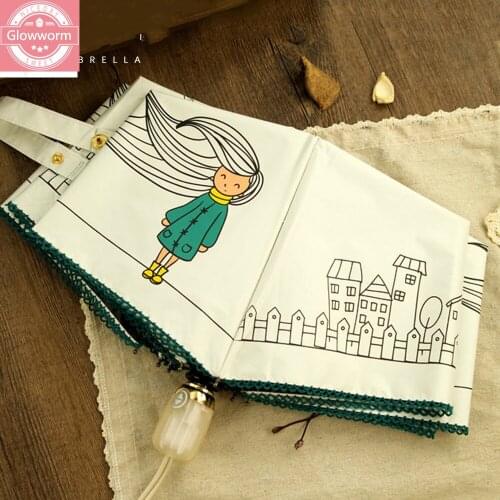 Cartoon young girl the original sun umbrella umbrella uv vinyl automatic umbrella sun umbrella woman kids umbrella parasol
