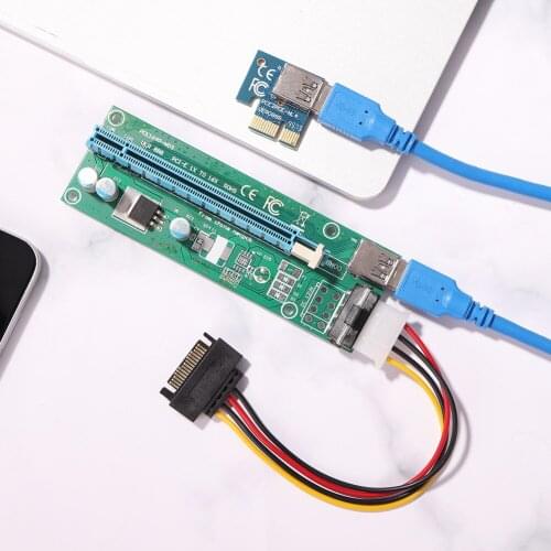 PCI-E Riser Card 4pin SATA PCI Express Power Adapter Extender Compatible for 1X/4X/8X/16X Extension Cord