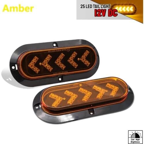 Car Truck Turn Signal Light Angle 25 Led Lamp 12 V Waterproof Oval Red Two Arrows