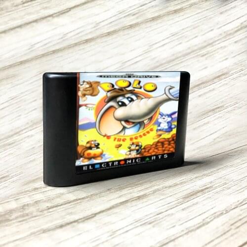 Rolo to the Rescue - EUR Label Flashkit MD Electroless Gold PCB Card for Sega Genesis Megadrive Video Game Console