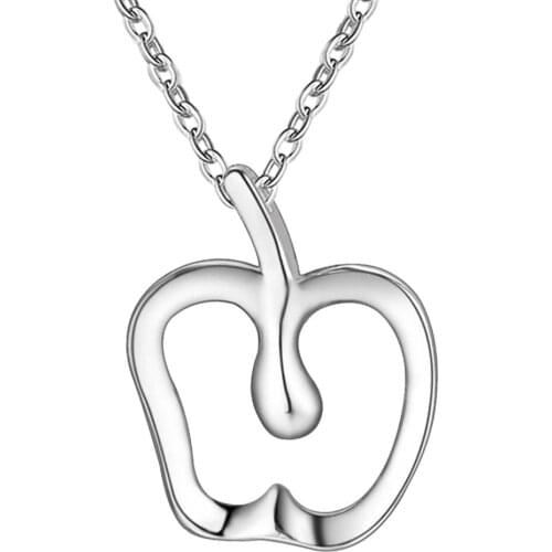 Lucky Charm Silver Color Pendants For Women Fashion Jewelry Necklace Lady Accessories Fashion Jewelry Pendant Apple AN588