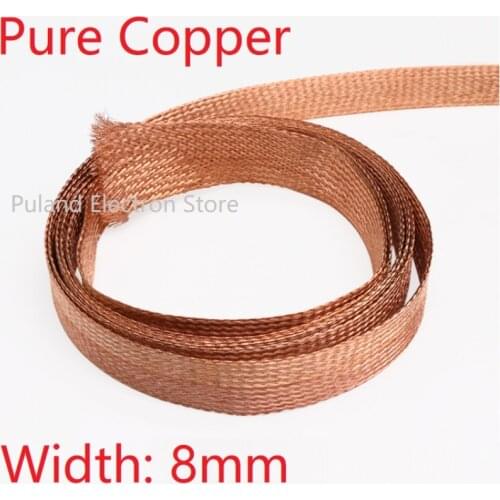 Width 8mm Copper Braided Cable Sleeve Anti Interference Wire Wrap Signal Shield Protector Audio Power Line Screen Metal Sheath