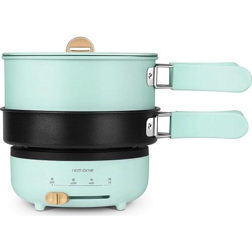 220V Collapsible Electric Multicooker Mini Portable Folding Hot Pot Double Layer Cooking Pot For Travel Household Rice Cooker