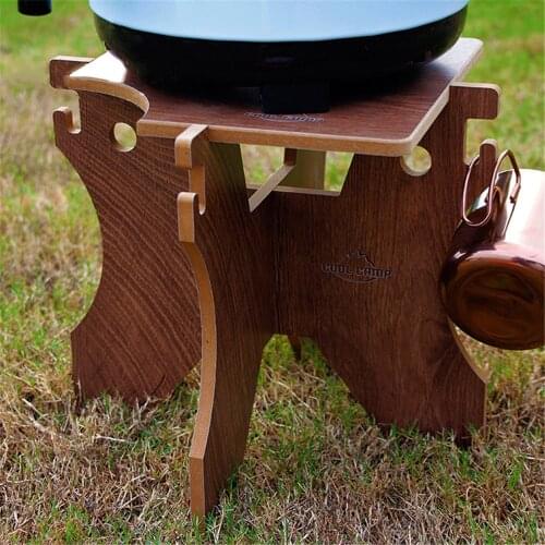 Outdoor Folding Bucket Shelf Multifunctional Wood High Load-Bearing Holes Camping Picnic Ice Bucket Rack Holder Mini Chair