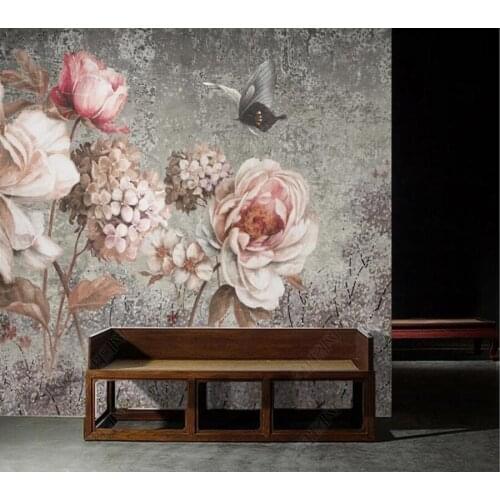 Papel de parede Nordic vintage flower oil painting rose 3d wallpaper,living room tv wall bedroom wall papers home decor bar