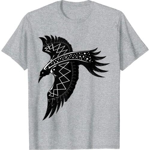 Crow Raven Norse Viking Style Gift For Vikings Lover Basic Top Cotton Normal Tops Shirts Popular Men T Shirts Casual