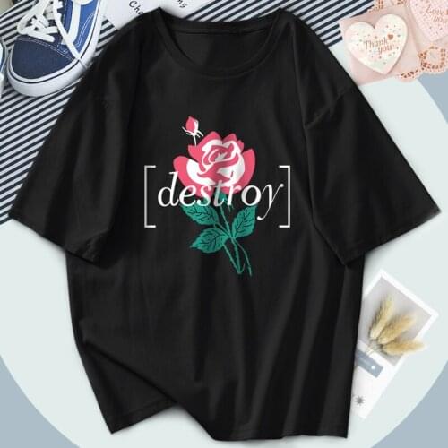 Funny Destroy Flower T shirt Women 2021 Summer O-Neck Tops Tees Plus Harajuku Korean Clothing Casual High Quality Camisetas