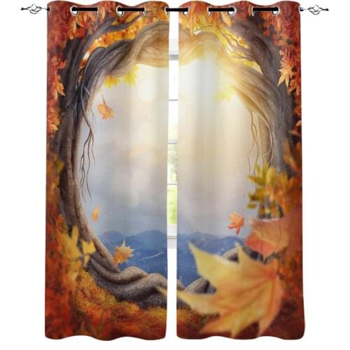 Forest Maple Leaf Jungle Window Curtains Living Room Bedroom Kitchen Curtain For Children Drapes Window Treatment