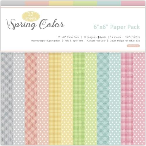 ZFPARTY 12pcs 6" Single-side Printed Spring Colors pattern creative papercraft art paper handmade scrapbooking kit set books