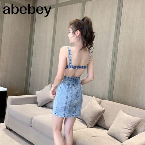 Backless designer fashion brand vestidos moda feminina Womens Clothing summer denim mini dress sexy hollow out blue dresses