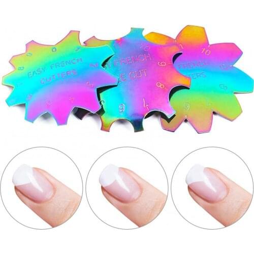 1Pc Stainless Steel Nail Mold Reusable Color-Plated French Manicure Crystal Nail Making Template Model DIY Craft for Nail Tools