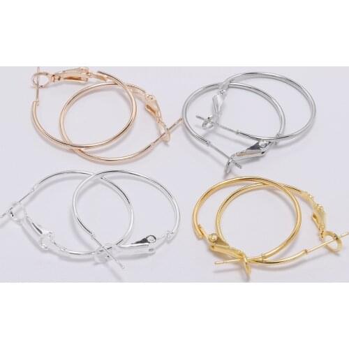 10Pcs/Lot 30 -70mm Metal Plated Hinged Hoops Round Big Hoop Earrings Exaggerated Hoop Ear For DIY Jewelry Making Accessories