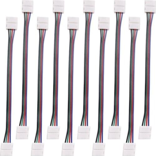 10 Pcs 10mm Wide LED Strip Light Connector Adapter 4 Conductor, for 5050 RGB LED Strip Light, No Need Welding