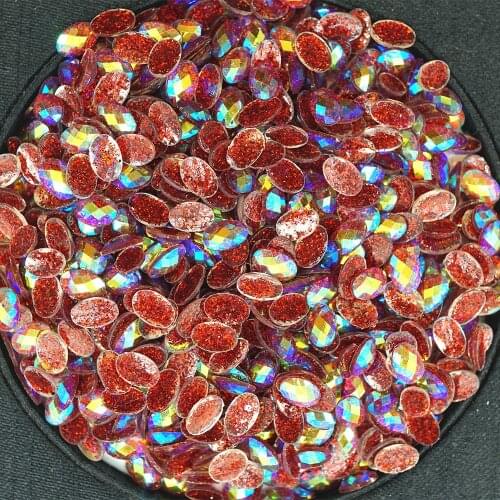 1000PCS 4*6mm oval shape Color number 036 AB resin Non Hot Fix Acryl flatback rhinestone Beads DIY