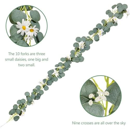 2m Artificial Daisy Flower Fake Hanging Fake Rose Vine Plants Leaves greens Artificials Garland Flowers Wedding Decoration