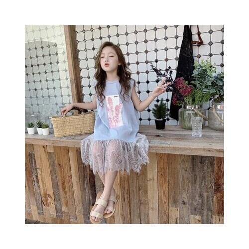 2020 Summer Kids Dresses for Girls Baby Girl Mesh Patchwork Cute Dress Toddler Girl Princess Sleeveless Dresses Party Clothes