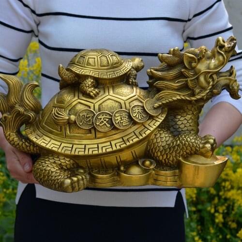 39CM # HOME SHOP Store company Efficacious Mascot Talisman Money drawing wealth Good luck FENGSHUI brass dragon turtle statue