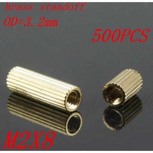 500pcs M2 x 8 M2*8mm brass standoff round spacer female to female thread