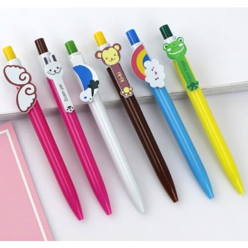 60pcs Korea Stationery Creative Cartoon Animal Ballpoint Pen Wings Rainbow Oil Pen