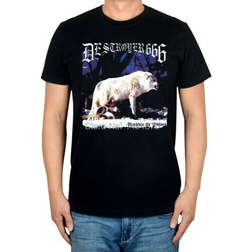 9 desings Destroyer666 White wolf demon Rock Brand t shirt Cotton Punk fitness Hardrock thrash Metal black shirts skateboard