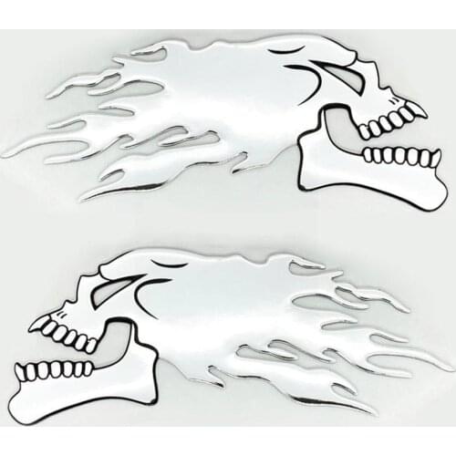 Car 3D Flame Skull Decal Soft Rubber Sticker Universal Sticker Pattern Windshield Motorcycle Badge Logo Car Helmet O6D6