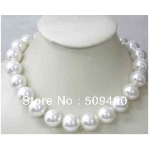 Free Shipping Wholesale>>>Wonderful!12MM Natural White Shell Pearl Necklace AAA