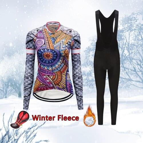 Free Shipping Women Winter Cycling Jersey Set 2021 Thermal Fleece Bike Clothing MTB Skinsuit Female Bicycle Clothes Uniform Kit