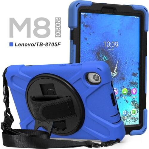 Tablet Case for Lenovo TAB M8 FHD TB-8705F TB-8705N Stand Anti-crack 360 Degree Rotatable Cover Holder with Hand Shoulder Strap