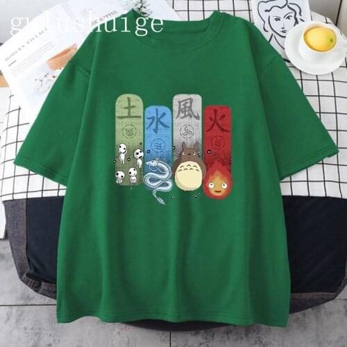 90s Totoro T Shirt Harajuku Kawaii Women Ullzang Sprited Away Tshirt Funny Manga T-shirt Studio Ghibli Anime Top Tee Female